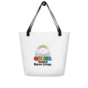 "Queer Books" All-Over Print Large Tote Bag