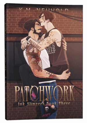 Patchwork by KM Neuhold - Gay Romance Book Cover - Illustrated Paperback Mockup