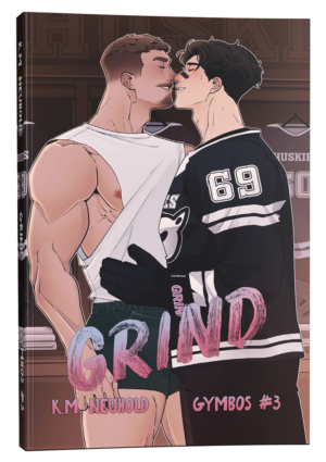 Grind by KM Neuhold - Gay Romance Book Cover Illustrated - Print Mock up